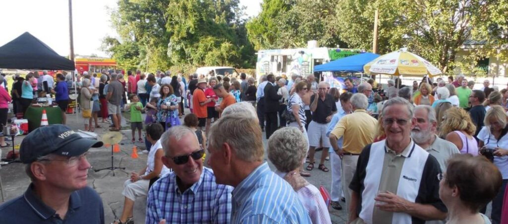 Crowd standing outside at Union Station Depot