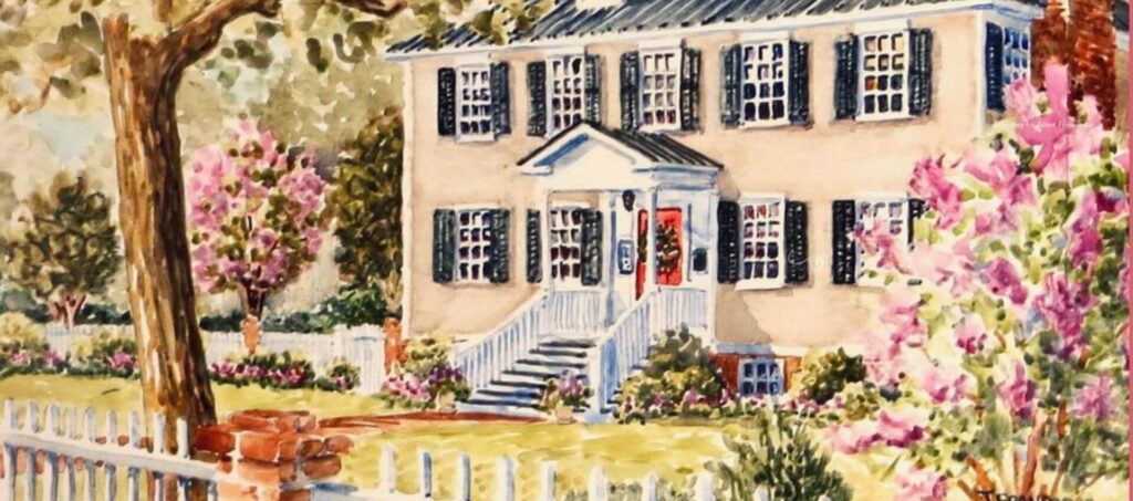 Watercolor painting of old historic home in New Bern, NC