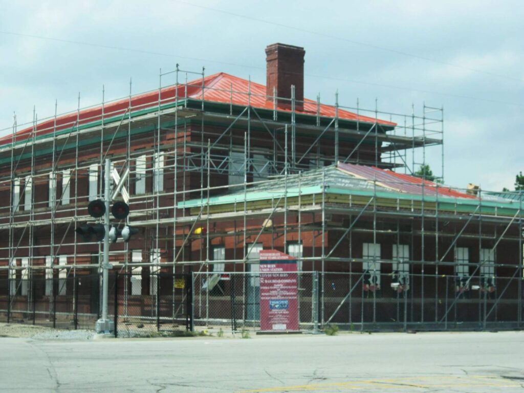 Depot is having a roof raising party tonight at Pinnix Drug Store - Roof is almost finished