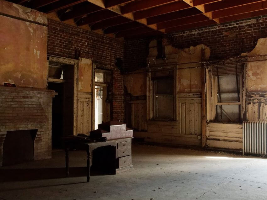 Interior of Union Station Depot with old desk and windows