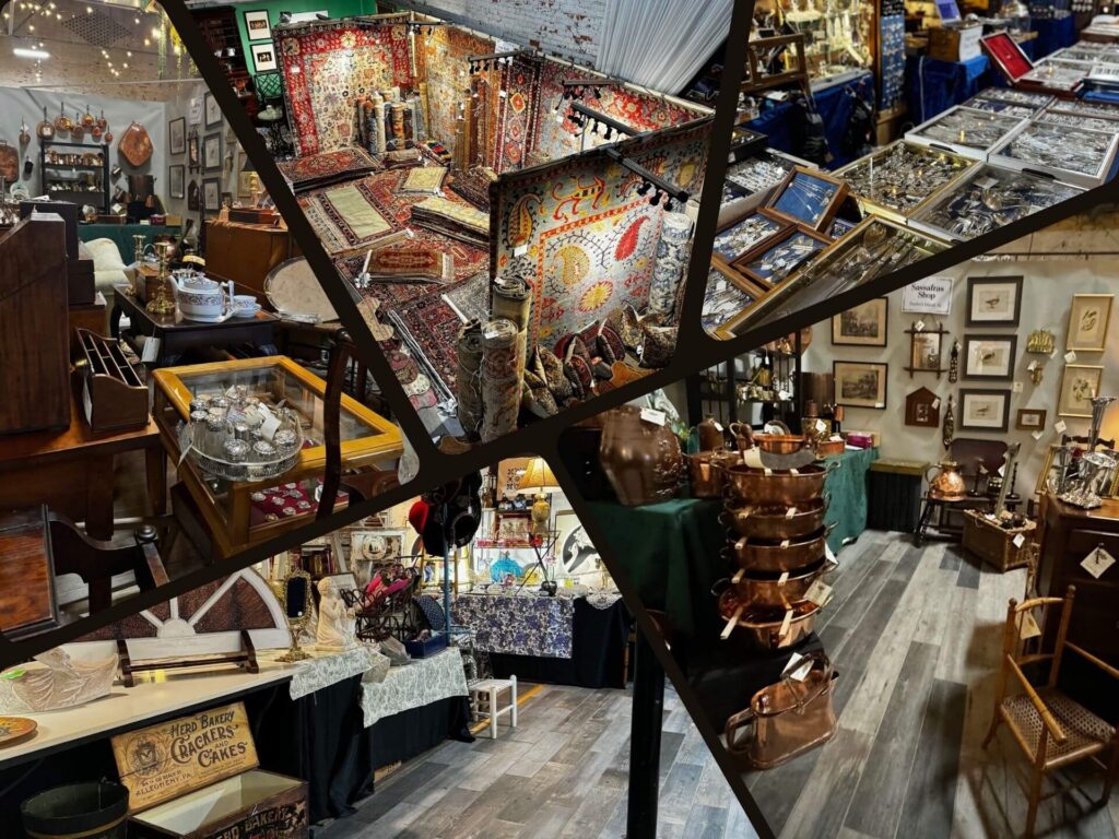 Collage of antique vendors