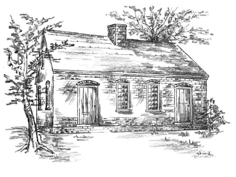 Charcoal drawing of old building