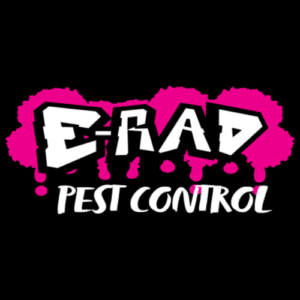 Black background with words E-rad Pest Control in white