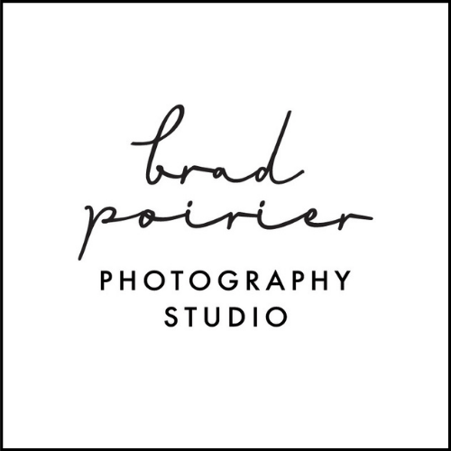 Black lettering Brad Poirier Photography Studio
